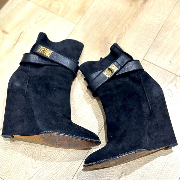 GIVENCHY SHARK LOCK SUEDE WEDGE ANKLE BOOTS EU 40 - Picture 1 of 11